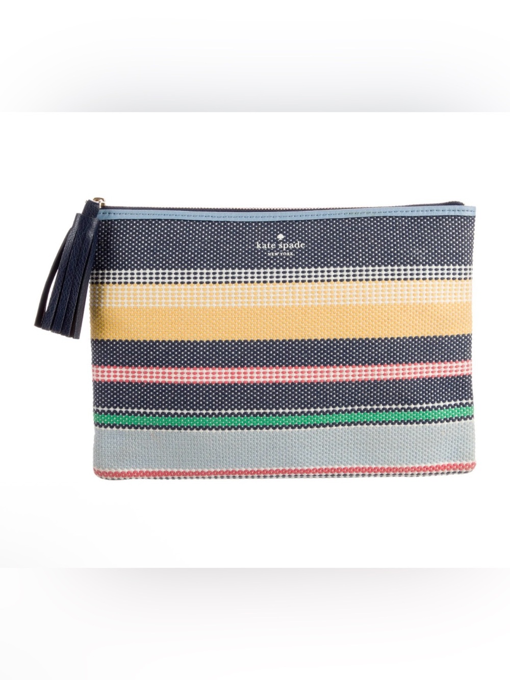 kate spade Navy Multicolor Striped Zip Pouch